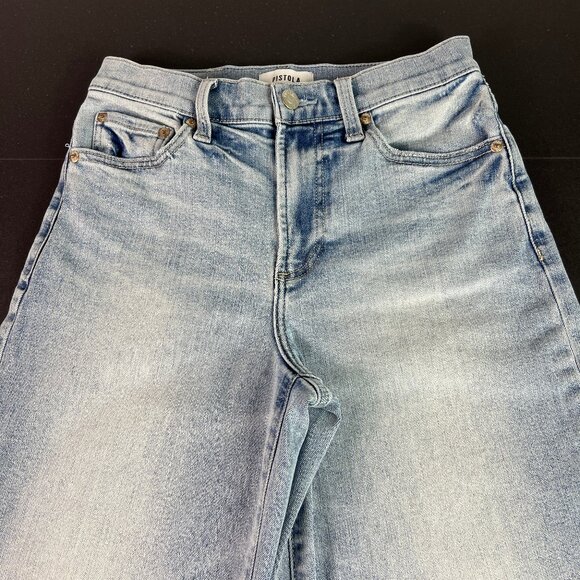 Pistola Jeans Womens Petite 26x24* Izzy Wide Leg Crop Blue Raw Hem Denim Tag 26P - Picture 2 of 16